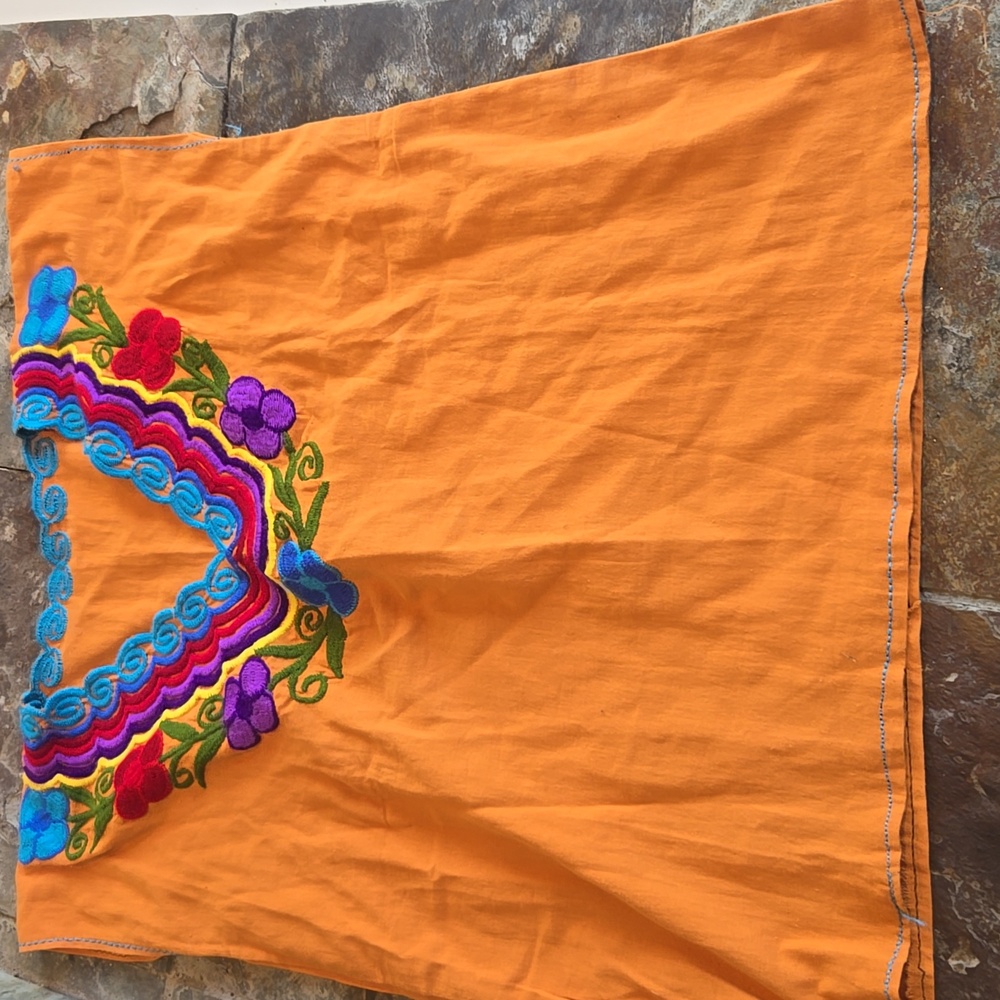 Vibrant Embroidered Orange Top